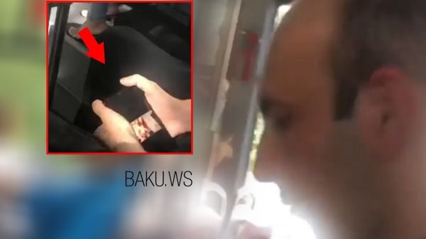 Azərbaycanda daha bir avtobus qalmaqalı: Yanındakı qadına …- VİDEO